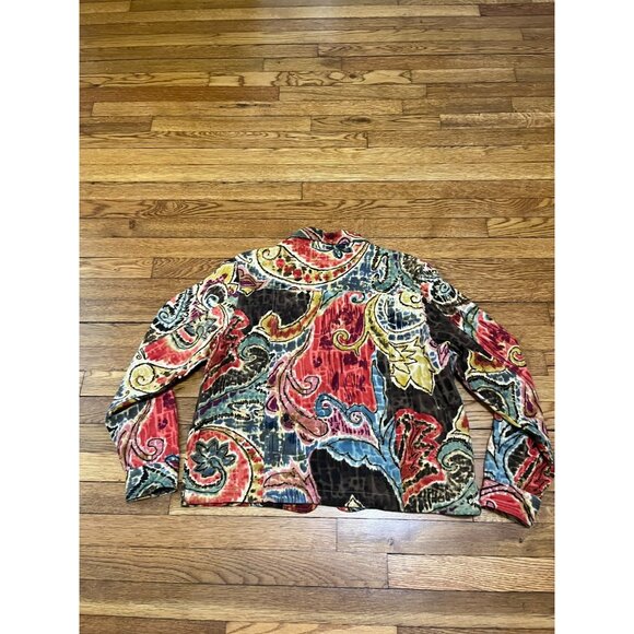 Coldwater Creek Jacket Women's Size Large Wearable Art Colorful Full Zip - Picture 3 of 3